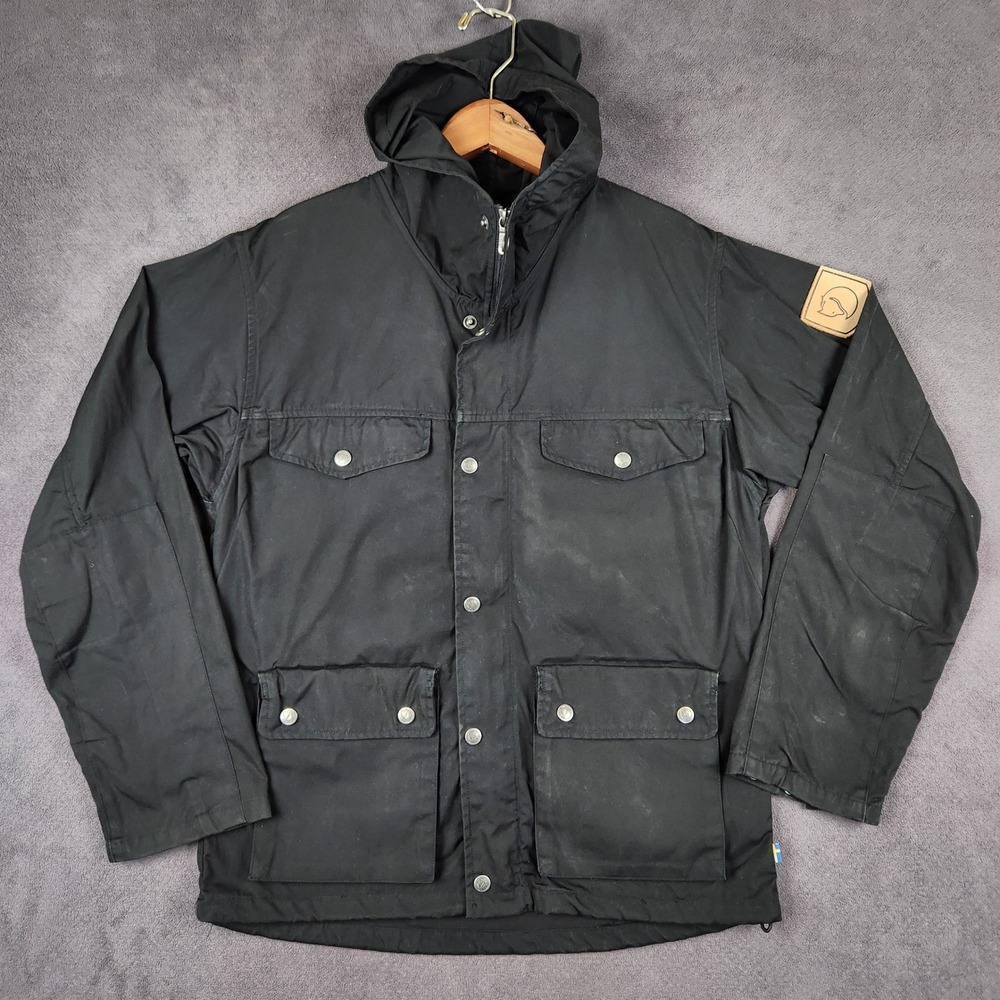 Fjallraven Greenland Jacket Womens Small Black G-1000 Hooded Outdoor Coat 82203